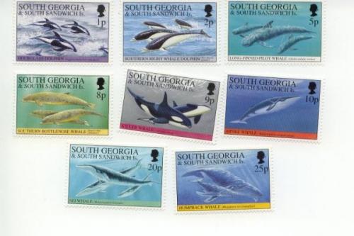 1994 South Georgia Whales Dolphins (Scott 178-85) MNH