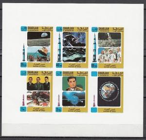 Sharjah, Mi cat. 701-705 B. History of Space, #3 IMPERF sheet. ^