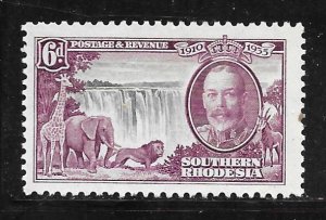 Southern Rhodesia 36: 6d George V and Victoria Falls, MH, VF