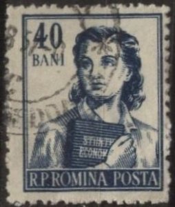 Romania 1028A (postally used) 40b girl student, slate (1955)