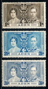 Aden #13-15  Set of 3 MNH