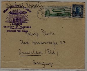 USA/Germany Zeppelin cover 28.10.33 Akron