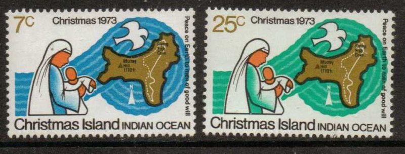 CHRISTMAS ISLAND SG57/8 1973 CHRISTMAS MNH