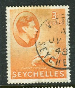 SEYCHELLES; 1938 early GVI issue fine used 3c. value
