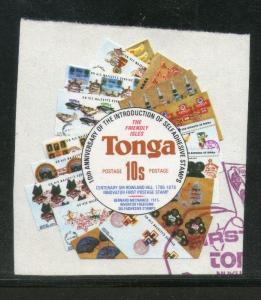 Tonga 1980 10s Rowland Hill Stamp on Stamp Odd Shaped Used # 3969