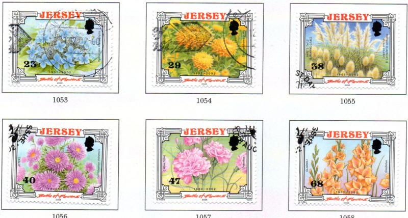 Jersey  Sc 1042-7 2002 Battle of Flowers stamp set used