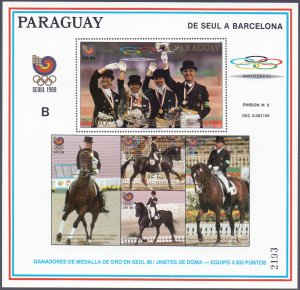 Paraguay. 1989. 4304-8 BL456 KLB 4308. Sport. MNH.