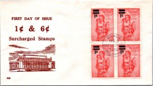 Philippines FDC 1959 - 1c and 6c Surcharged - 4x1c Stamp - Block - F43236