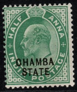 INDIA-CHAMBA SG30 1903 ½a GREEN MTD MINT