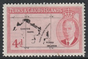 Turks Caicos Scott 111 - SG227, 1950 George VI 4d MH*