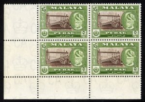 Malayan States - Perak #137 Cat$56, 1960 $5 olive green and black, corner mar...