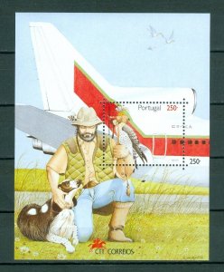 Portugal. 1994 Souvenir Sheet. MNH. Bird, Falcon, Dog, Airplane. Sc# 2012