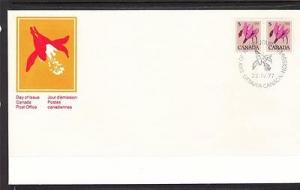 Canada Scott 710 Pair FDC -  Floral Definitives
