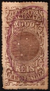 1890 Brasil Revenue 2,000 Reis South Cross Constellation General Tax Duty Used