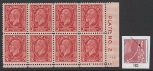 Canada, Uni 192i, Pl Blk 8 (non-var hinged) Broken E variety