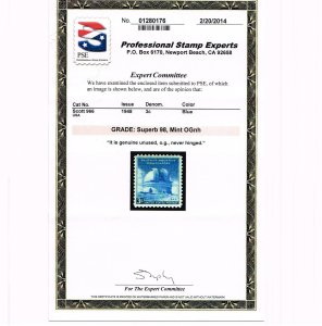 EXCEPTIONAL GENUINE SCOTT #966 MINT PRISTINE OG NH PSE CERT GRADED SUPERB 98