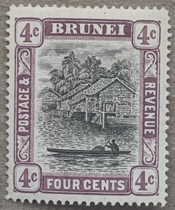 Brunei 1907 4c mauve, unused. Scott 19, CV $9.00.  SG 26