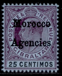 MOROCCO AGENCIES EDVII SG27, 25c purple & black/blue, LH MINT. Cat £70.