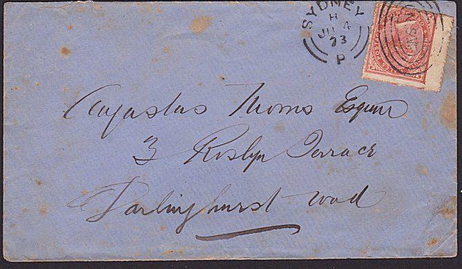 NEW SOUTH WALES 1873 1d on local cover - Sydney duplex cancel...............3714