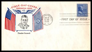 1938 Presidential series Prexy Sc 829-5 Roosevelt FDC with Fidelity cachet (DX