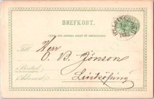 Sweden 5o Three Crowns Postal Card 1885 Helsingborg to Linkoping.