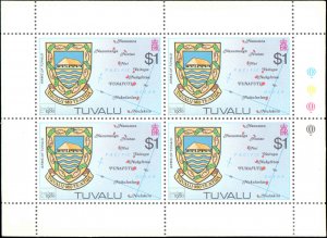 Tuvalu #133-136, Complete Set(4), Blocks of 4, 1980, Never Hinged