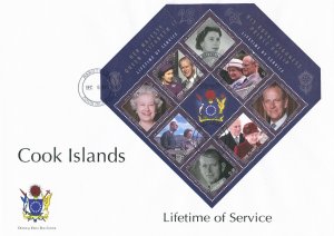 Cook Islands 2011 FDC Lifetime Services 6v Sheet Cover Queen Elizabeth Philip