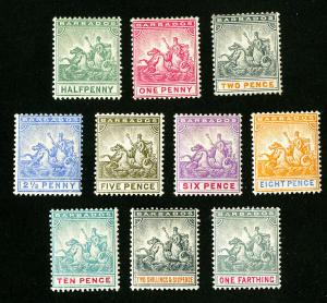 Barbados Stamps # 70-9 VF OG Hinged Set of 10 Scott Value $136.00