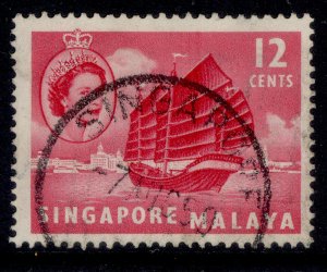 SINGAPORE QEII SG45, 12c rose-carmine, FINE USED.