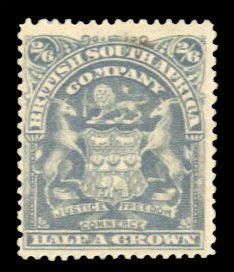 Rhodesia #67 Cat$75, 1906 2sh6p bluish gray, hinged