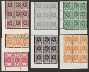 LEEWARD ISLANDS 1954 QEII set ½c - $4.80 blocks. MNH **.