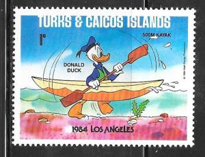 Turks and Caicos 619: 1c Donald Duck, MH, VF