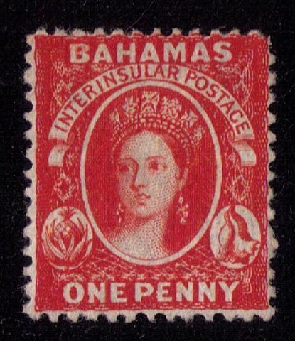 1862 Bahamas Scott #8a. Unused MH, No Gum, QV Perf 13, VF Cat.$1150.00