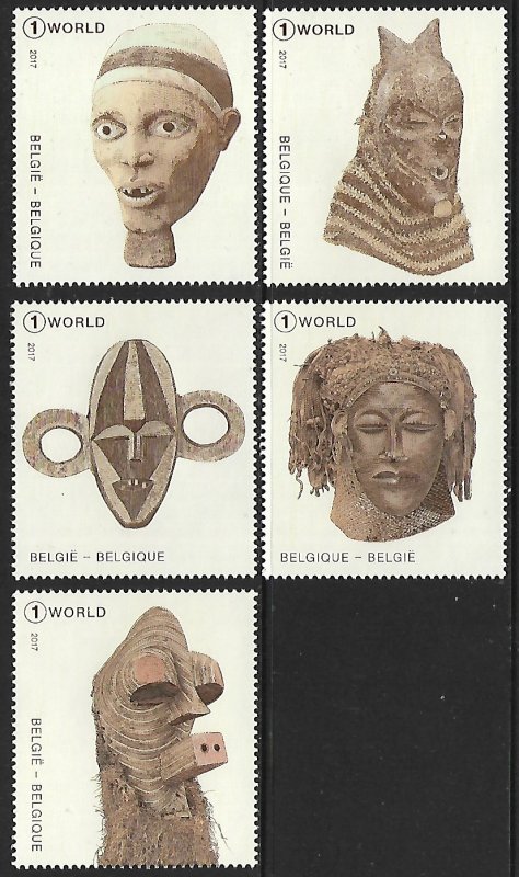 Belgium # 2836 a-e - Masks from Congo - set - MNH - {Klr6}