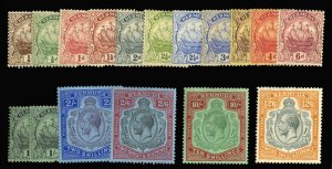 Bermuda #81-97 Cat$707.80, 1922-34 George V, complete set to 12sh6p, hinged (...