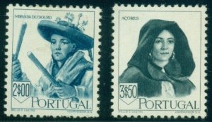 PORTUGAL #681-2, 2e peacock blue & 3.50e slate black, high values, LH Scott $115