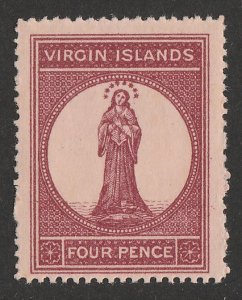 BRITISH VIRGIN ISLANDS : 1867 St Ursula 4d, on pale rose paper. MNH **