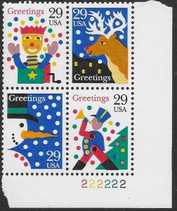 US #2791-94 MNH Plate Block.  Christmas stamps.   Great Stamps.