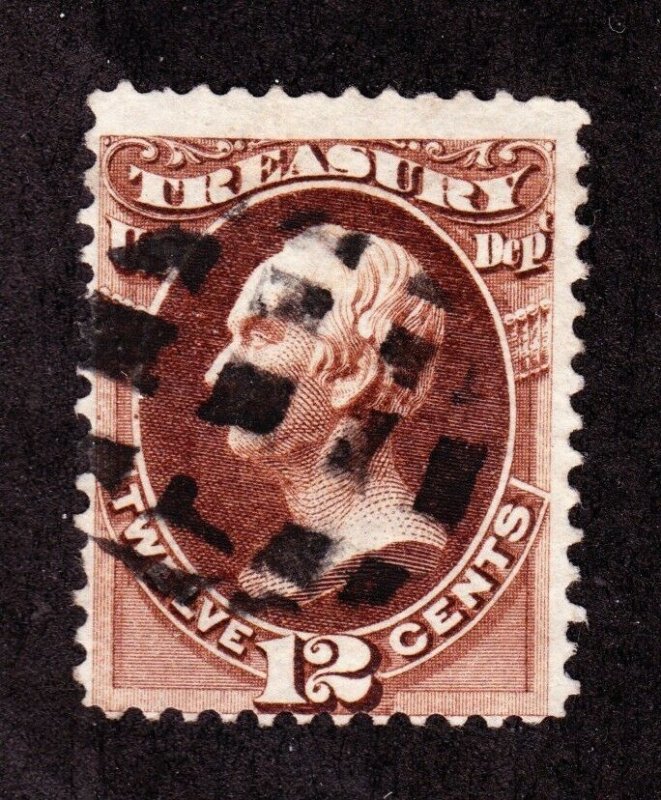 US O78 12c Treasury Department Used w/ Lattice Fancy Cancel