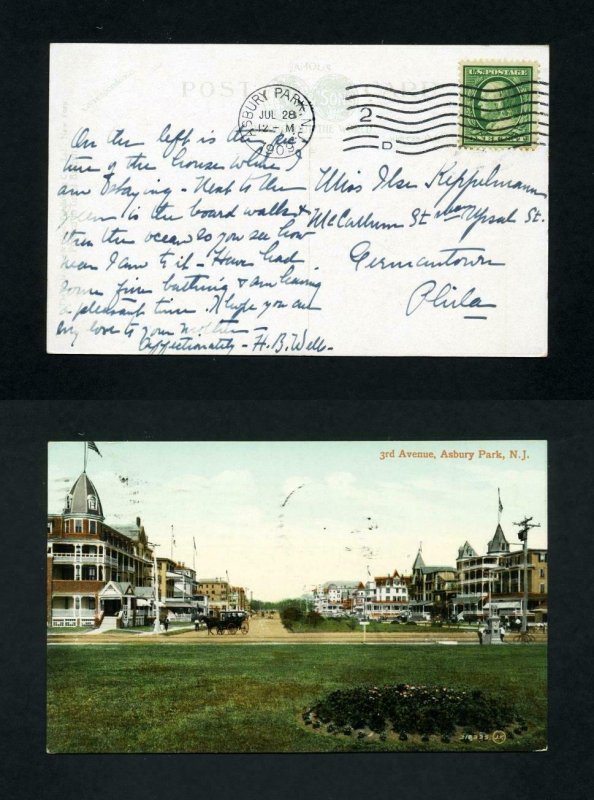 # 331 Picture Post Card 3rd Avenue, Asbury Park, NJ - 7-28-1909