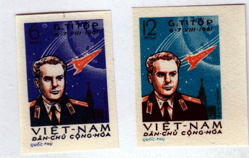 NORTH VIET NAM Sc 174a-5a NH IMPERF ISSUE OF 1961 - SPACE - G.TITOV