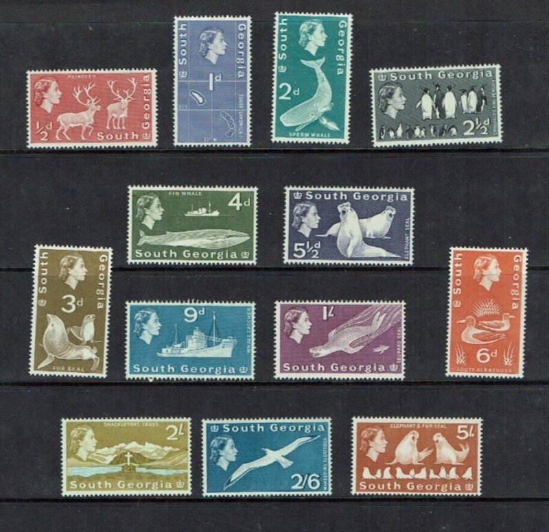 South Georgia: 1963 Queen Elizabeth Definitive Short Set to 5/-, Mint Hinged.
