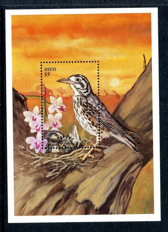 Nevis 1141-1142, MNH, Birds: Bananaquit, Groundscraper Thrush 1999. x29090