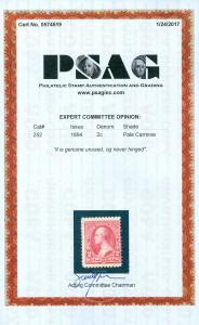 USA : 1894. Scott #252 Post Office Fresh Mint NH stamp. PSAG Cert. Catalog $375.