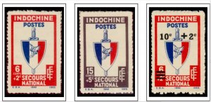 COLOR PRINTED INDOCHINA 1889-1949 STAMP ALBUM PAGES (35 illustrated pages)