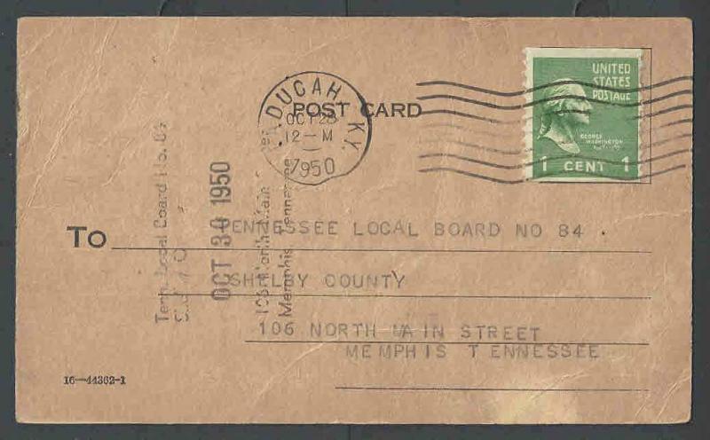 1950 U.S.Post Office Dept Official Business Card Form #22-BTo Notify See Info