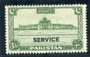 Pakistan 1948 KGVI Official 3a green superb MNH. SG O20. Sc O20.