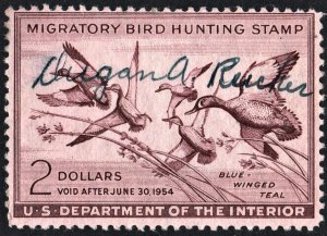 RW20 $2 Blue-Winged Teal Duck Stamp (1953) Signed