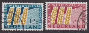 Netherlands # 413-414, Freedom From Hunger,  Used, 1/2 Cat.