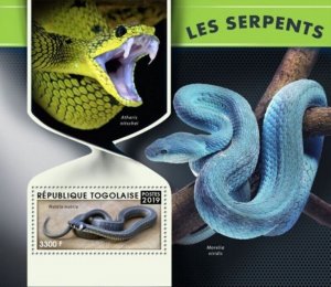 Togo - 2019 Snakes on Stamps - Stamp Souvenir Sheet - TG190128b